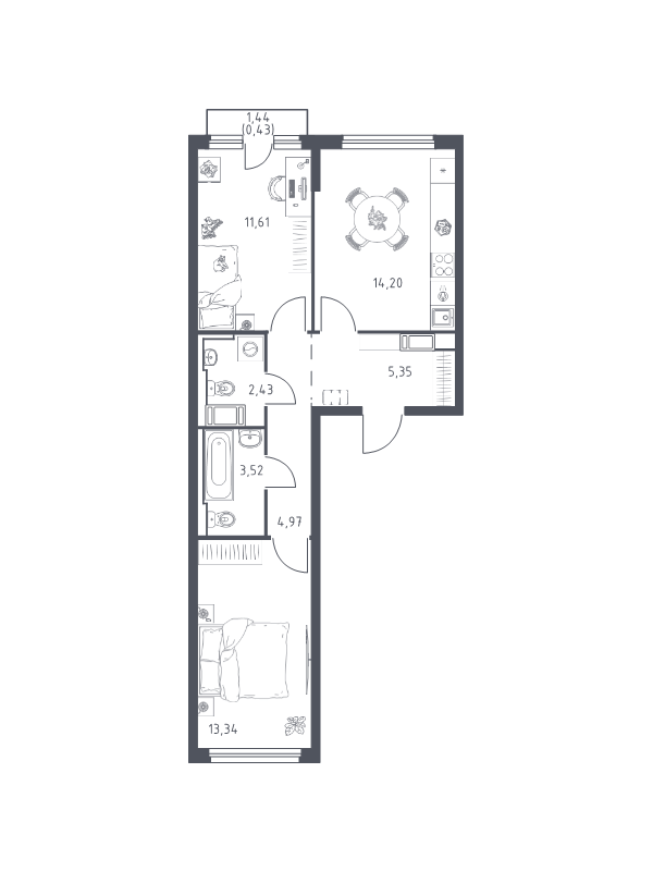 2 ккв 55,9 м²
