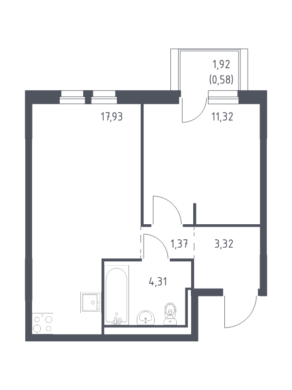 2 ккв (Евро) 38,8 м²