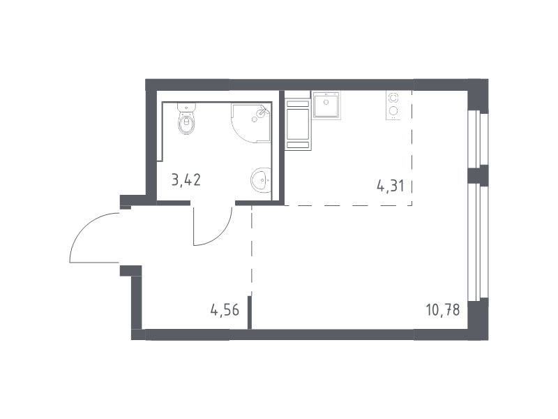 Студия 23,1 м²