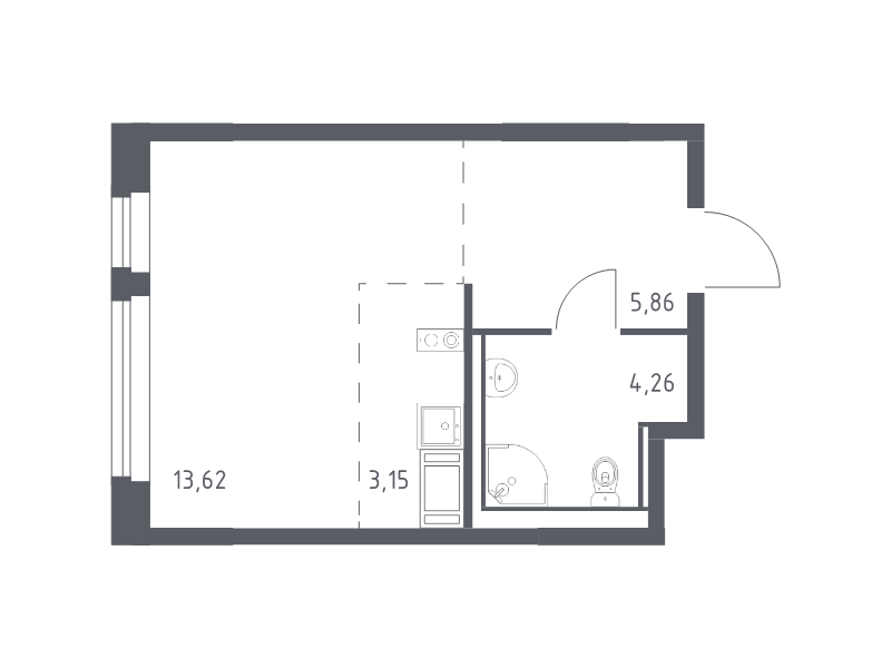 Студия 26,9 м²