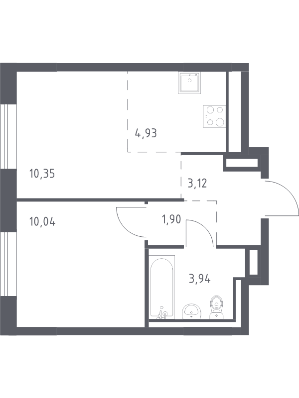 2 ккв (Евро) 34,3 м²