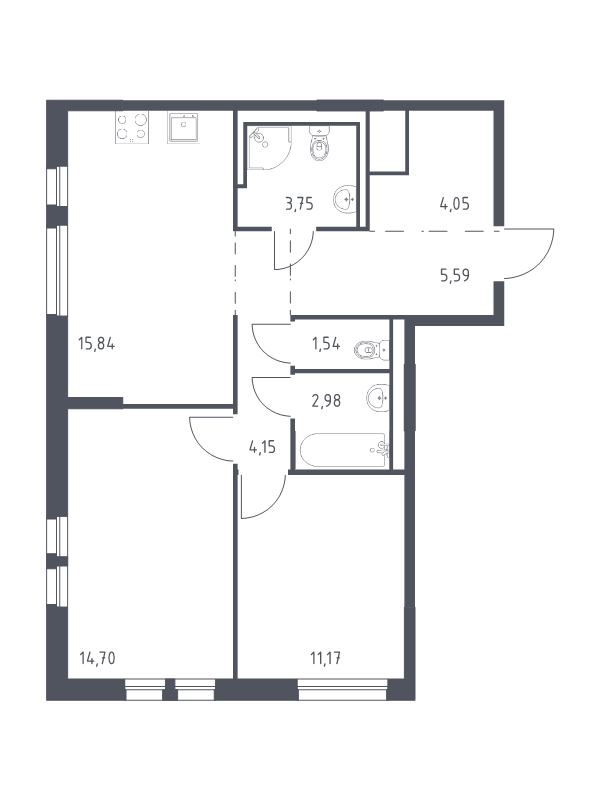 3 ккв (Евро) 63,8 м²