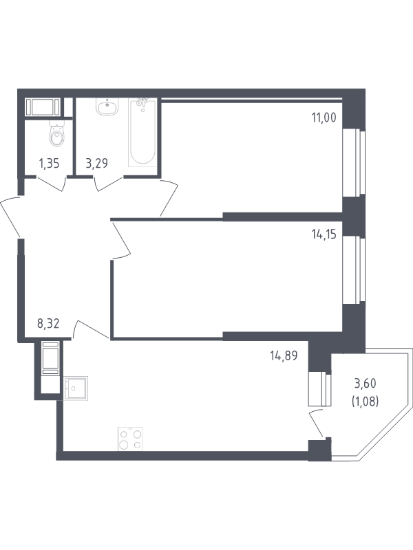 2 ккв 54,1 м²