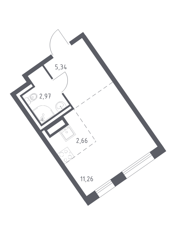 Студия 22,2 м²