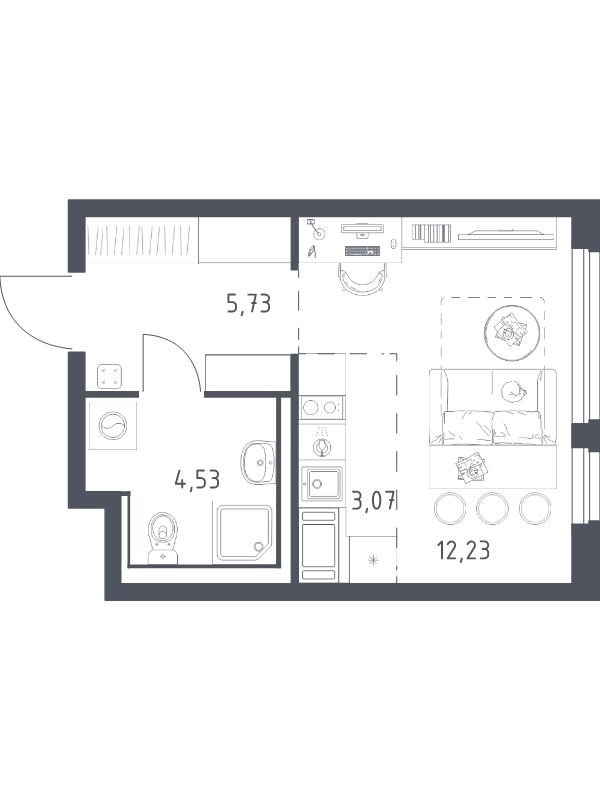Студия 25,6 м²