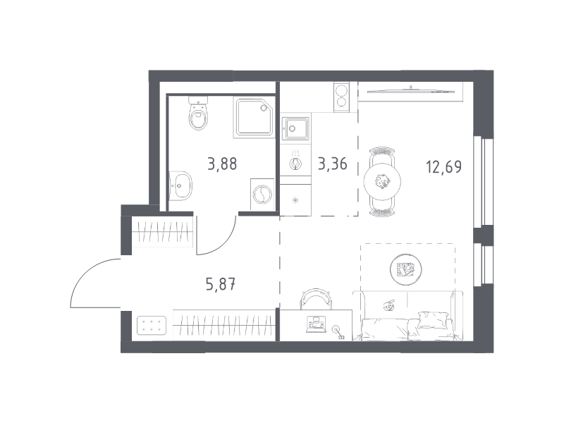 Студия 25,8 м²