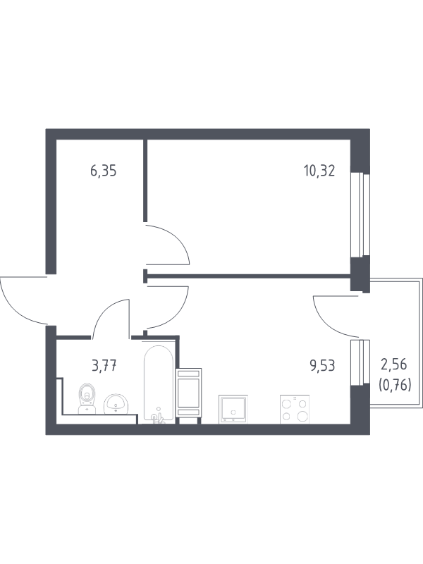 1 ккв 30,7 м²