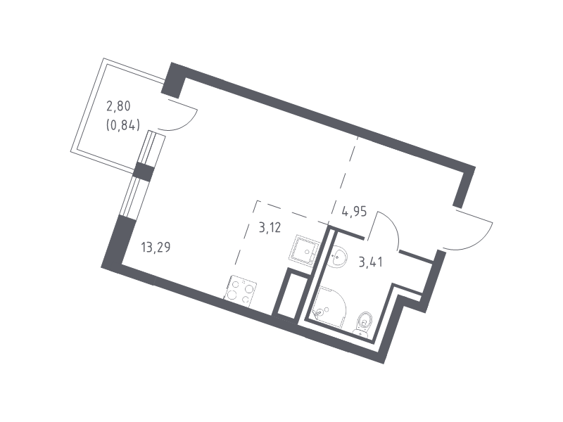 Студия 25,6 м²