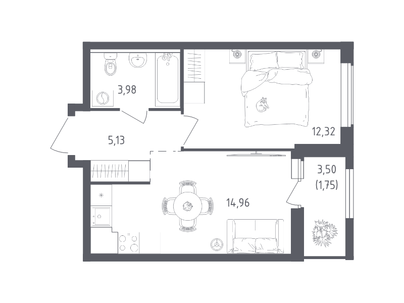 1 ккв 38,1 м²