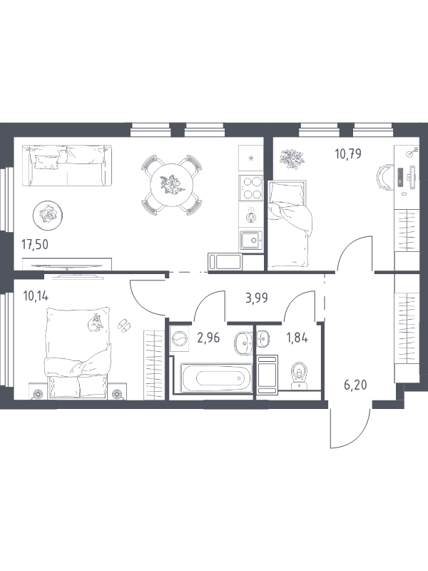3 ккв (Евро) 53,1 м²