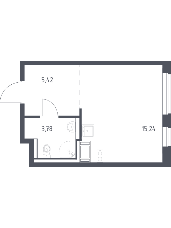Студия 24,4 м²