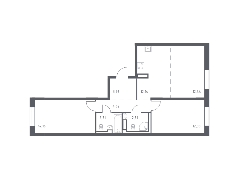 3 ккв (Евро) 65,8 м²
