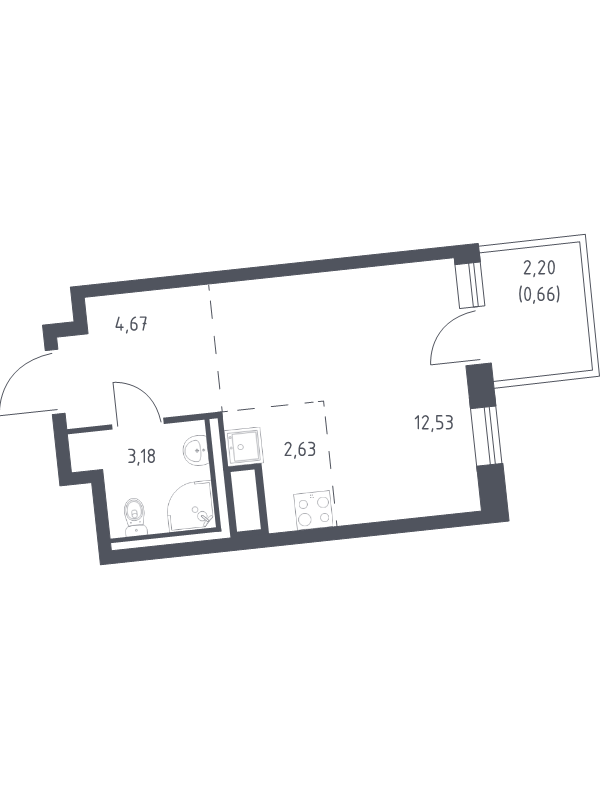 Студия 23,7 м²