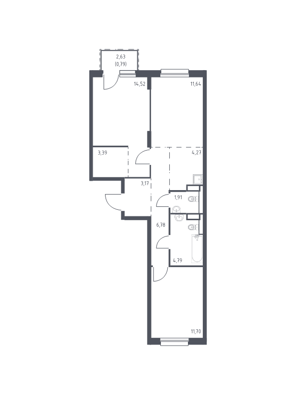 3 ккв (Евро) 63 м²