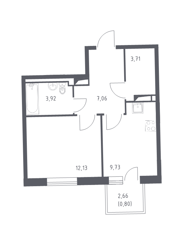 1 ккв 36,7 м²