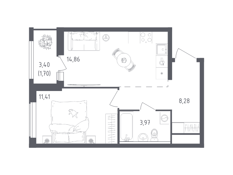 1 ккв 40,2 м²