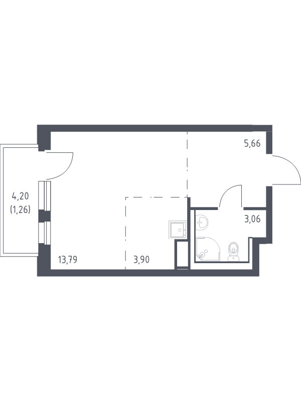 Студия 27,7 м²