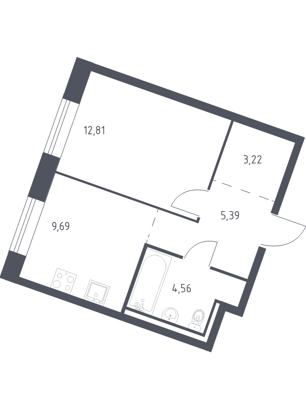 1 ккв 35,7 м²