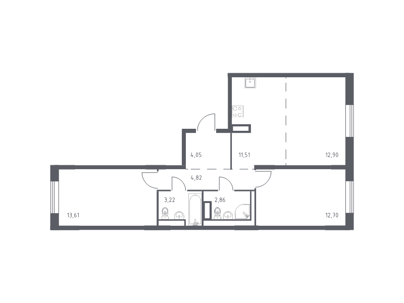 3 ккв (Евро) 65,7 м²
