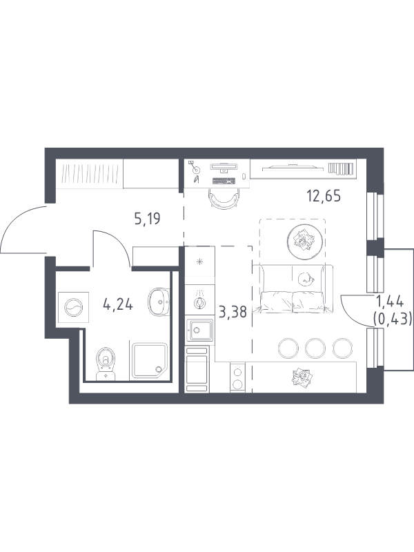 Студия 25,9 м²