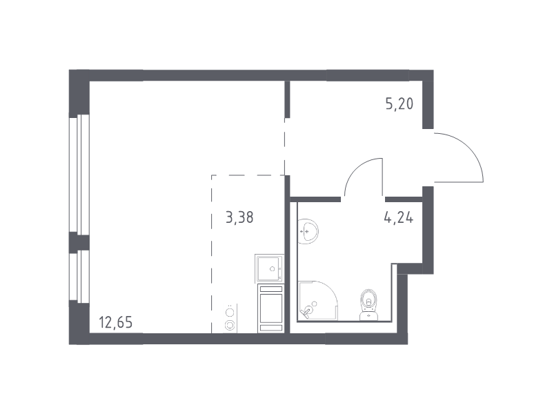 Студия 25,5 м²