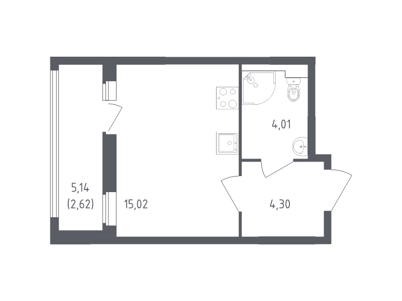 Студия 25,2 м²