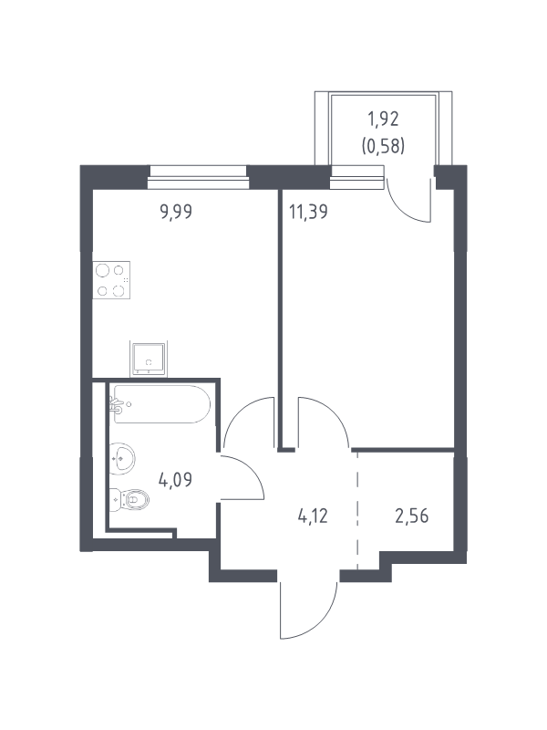 1 ккв 32,7 м²