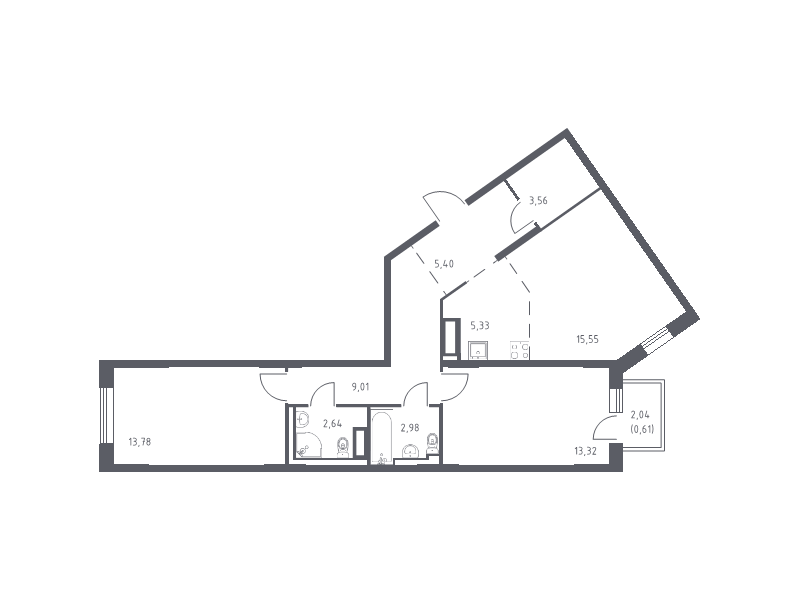 3 ккв (Евро) 72,2 м²