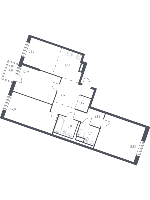 4 ккв (Евро) 83,1 м²