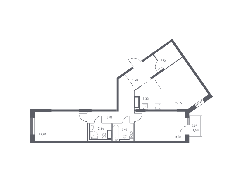 3 ккв (Евро) 72,2 м²