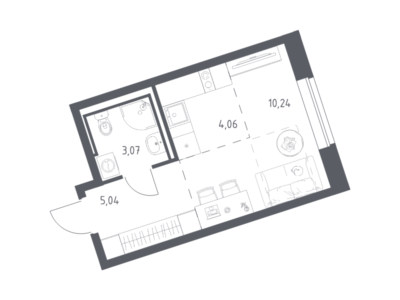 Студия 22,4 м²