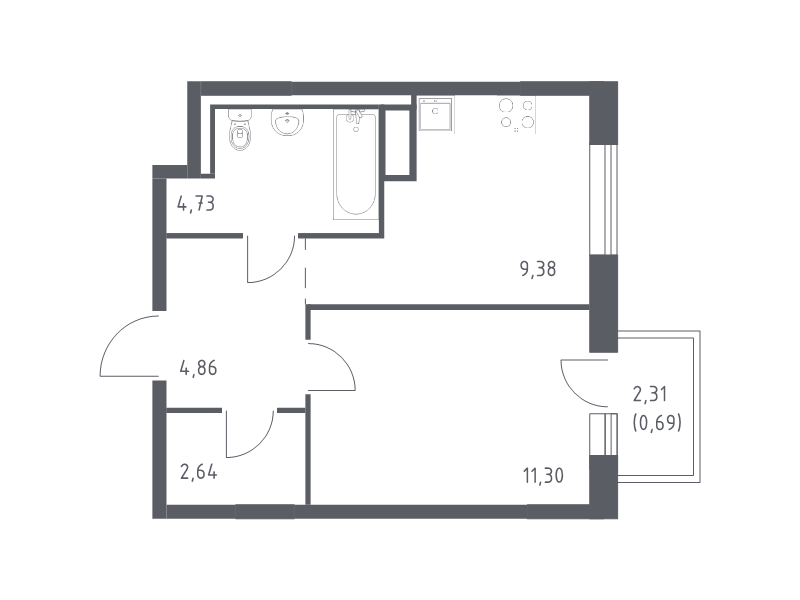 1 ккв 33,6 м²
