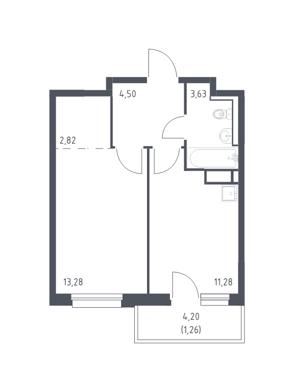 1 ккв 36,8 м²