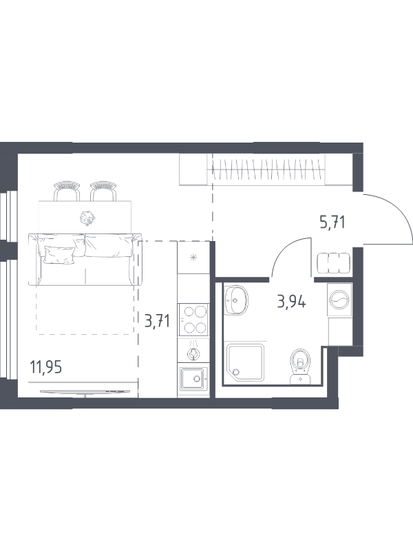 Студия 25,3 м²