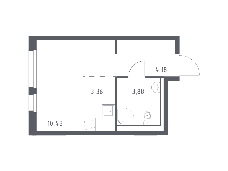 Студия 21,9 м²