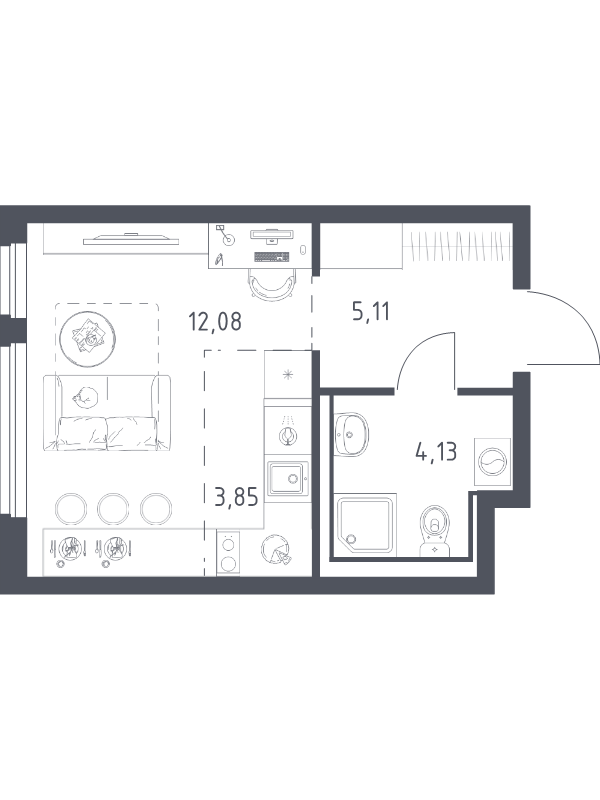 Студия 25,2 м²