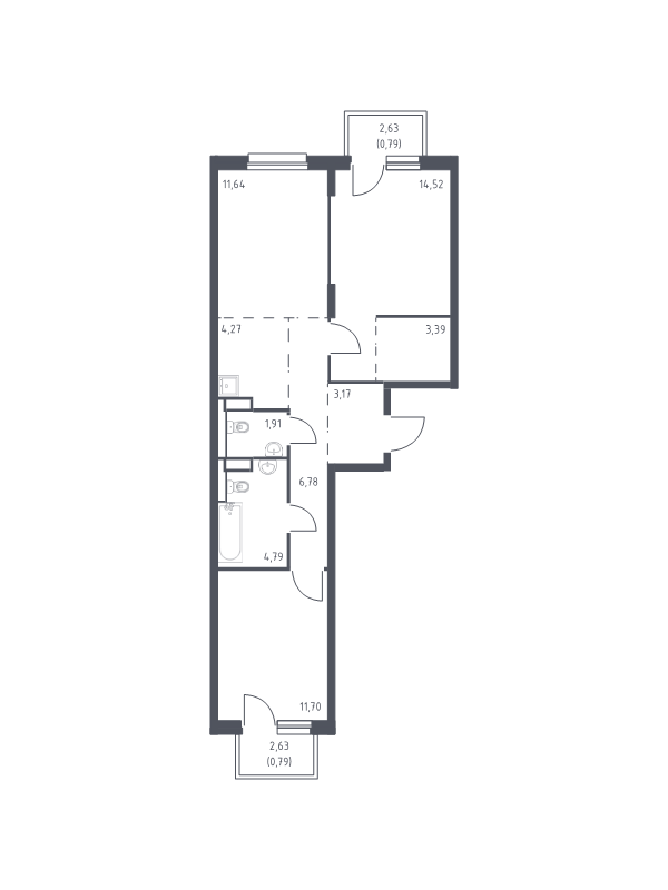 3 ккв (Евро) 63,8 м²