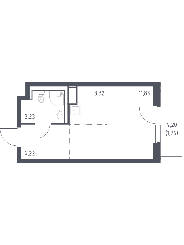 Студия 23,9 м²