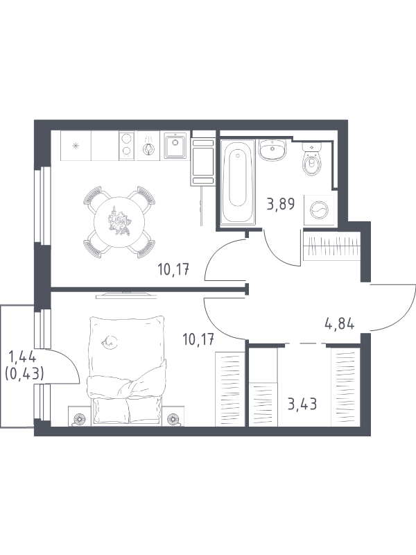 1 ккв 32,9 м²