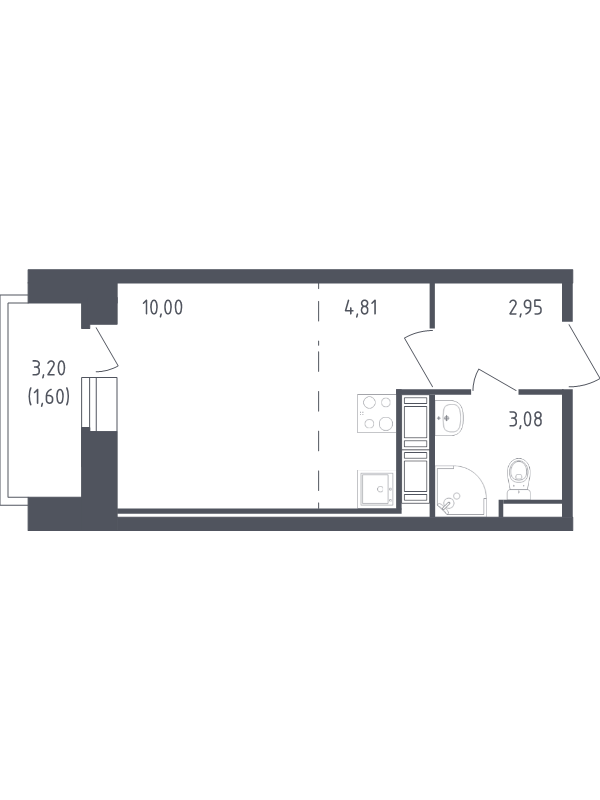 Студия 22,4 м²