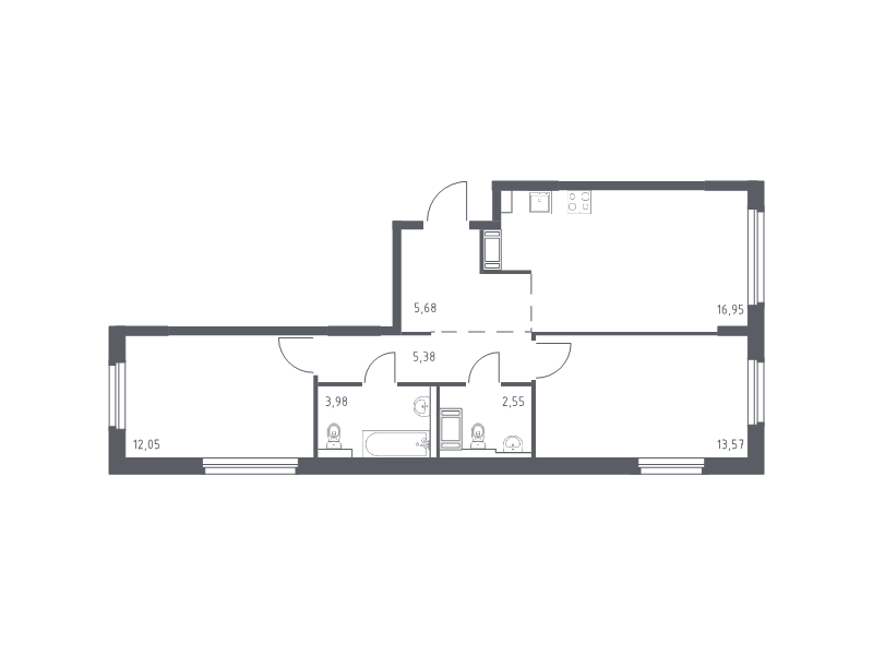 3 ккв (Евро) 60,2 м²