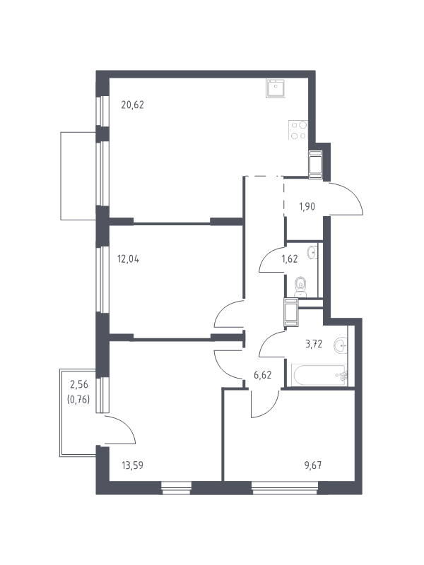 4 ккв (Евро) 70,5 м²