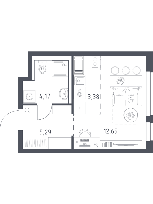 Студия 25,5 м²