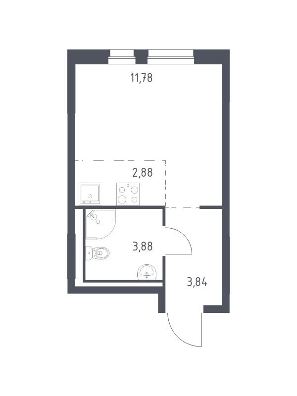 Студия 22,4 м²
