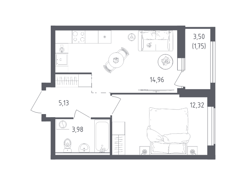 1 ккв 38,1 м²