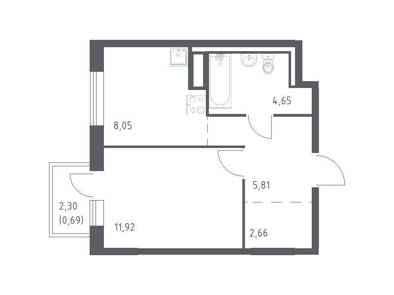 1 ккв 33,8 м²