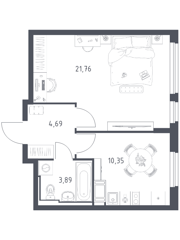 1 ккв 40,7 м²