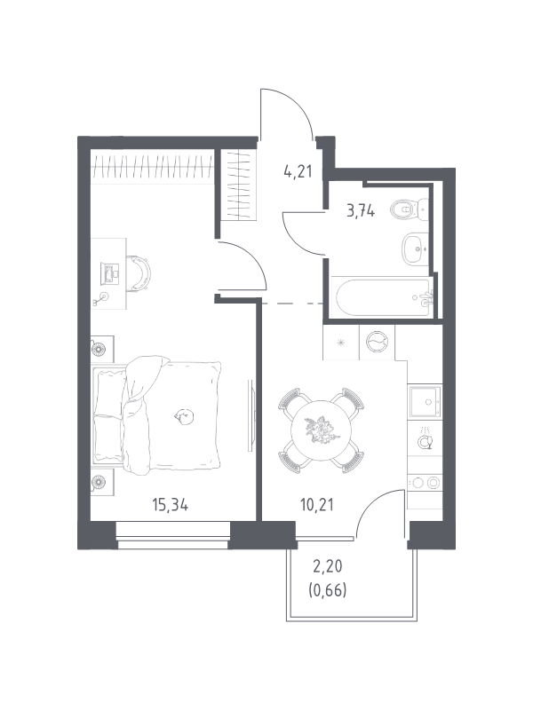 1 ккв 34,2 м²
