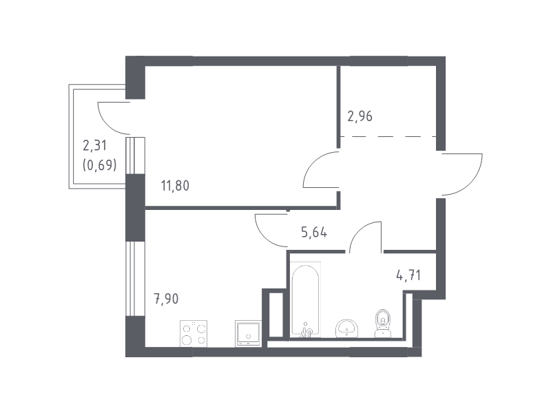 1 ккв 33,7 м²