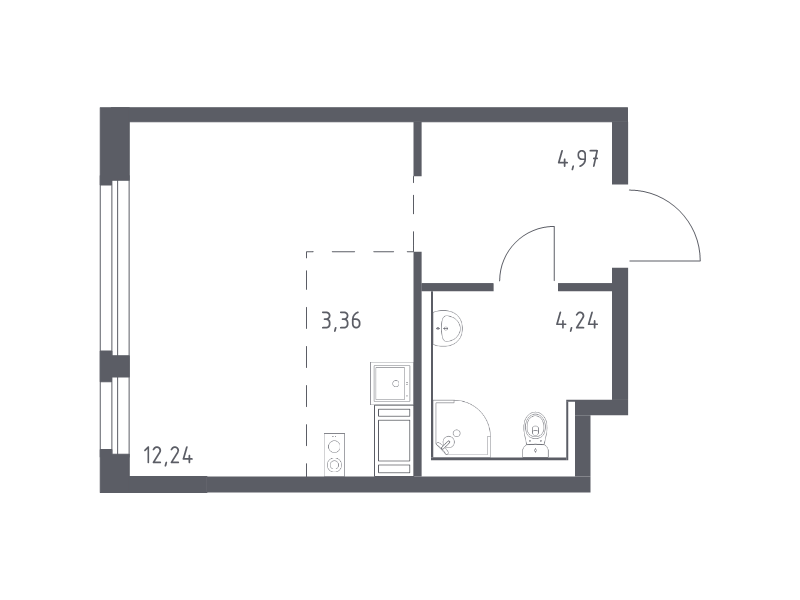 Студия 24,8 м²